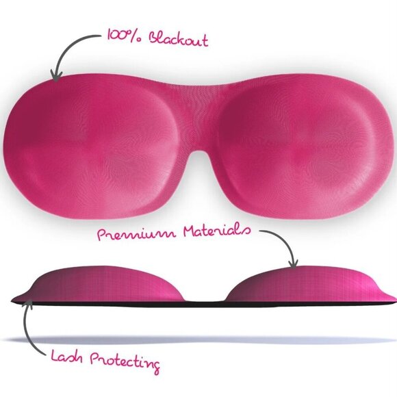 New! Smug Contoured  3D Blackout Sleep Mask - Bright Pink - Picture 3 of 5